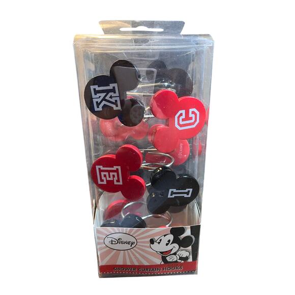 Disney Mickey Mouse Varsity Shower Curtain Hooks Set of 12 Bathroom Decor NOB - Picture 1 of 6